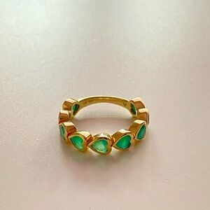 14K Natural Agate Heart Ring - Size 6-6.5
